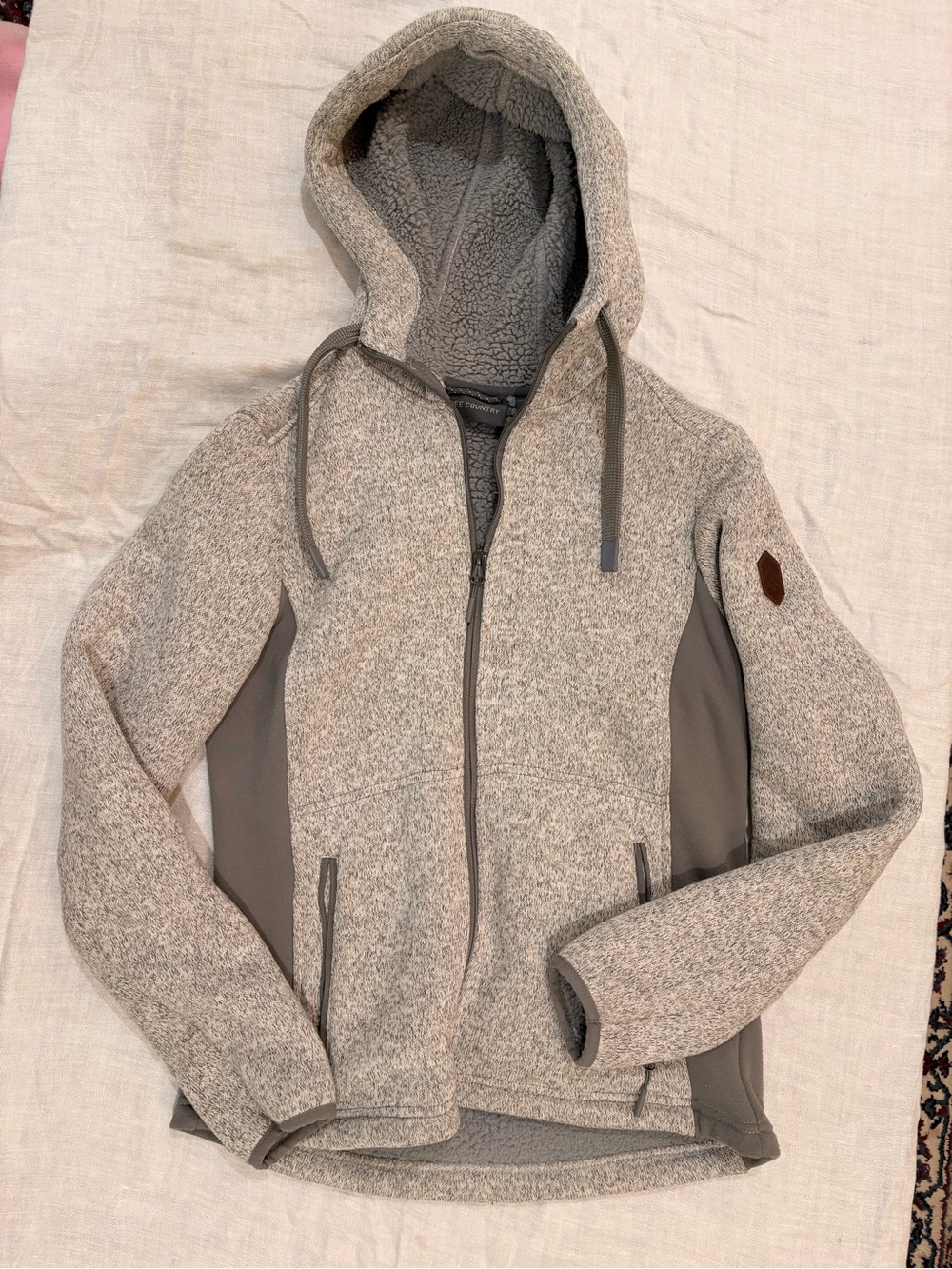 Free Country Heather Gray Sherpa-Lined Zip Hoodie Women’s Small
